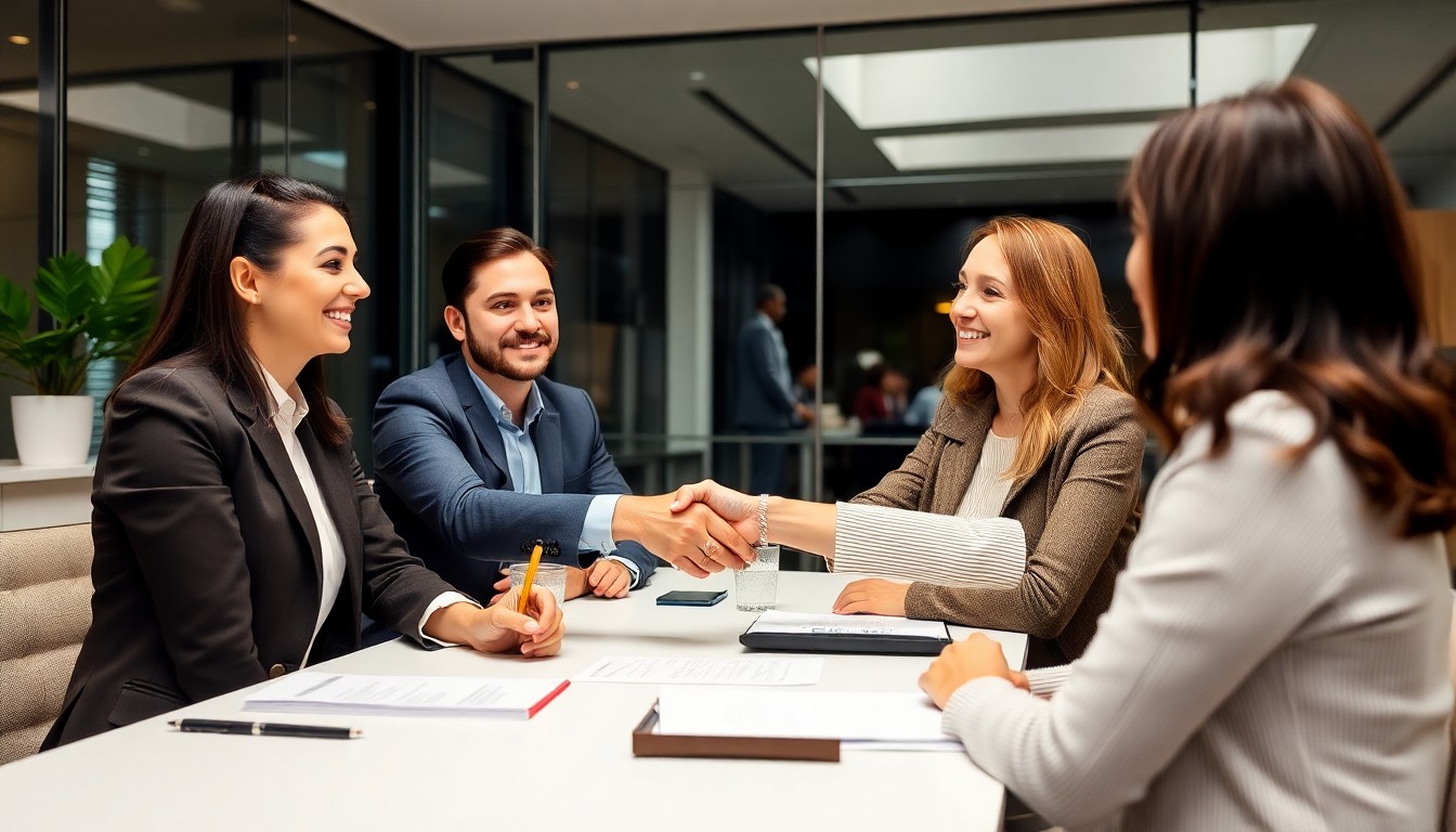 Profesyonel iş toplantısında danışmanlık hizmeti alan memnun müşteriler